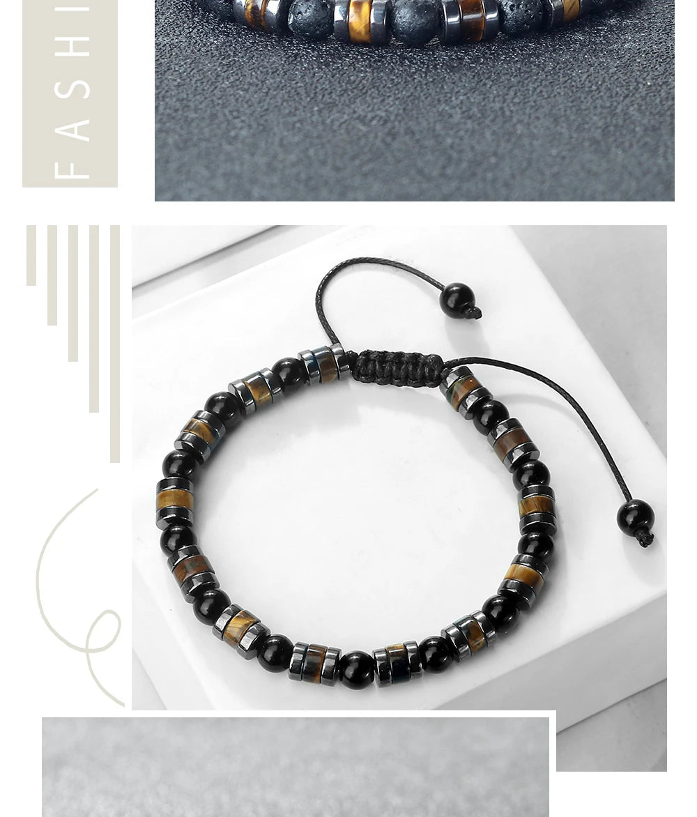 Tinkers Lava Stone Deluxe Bracelet 6mm For Yoga Hematite Tiger Eye -
