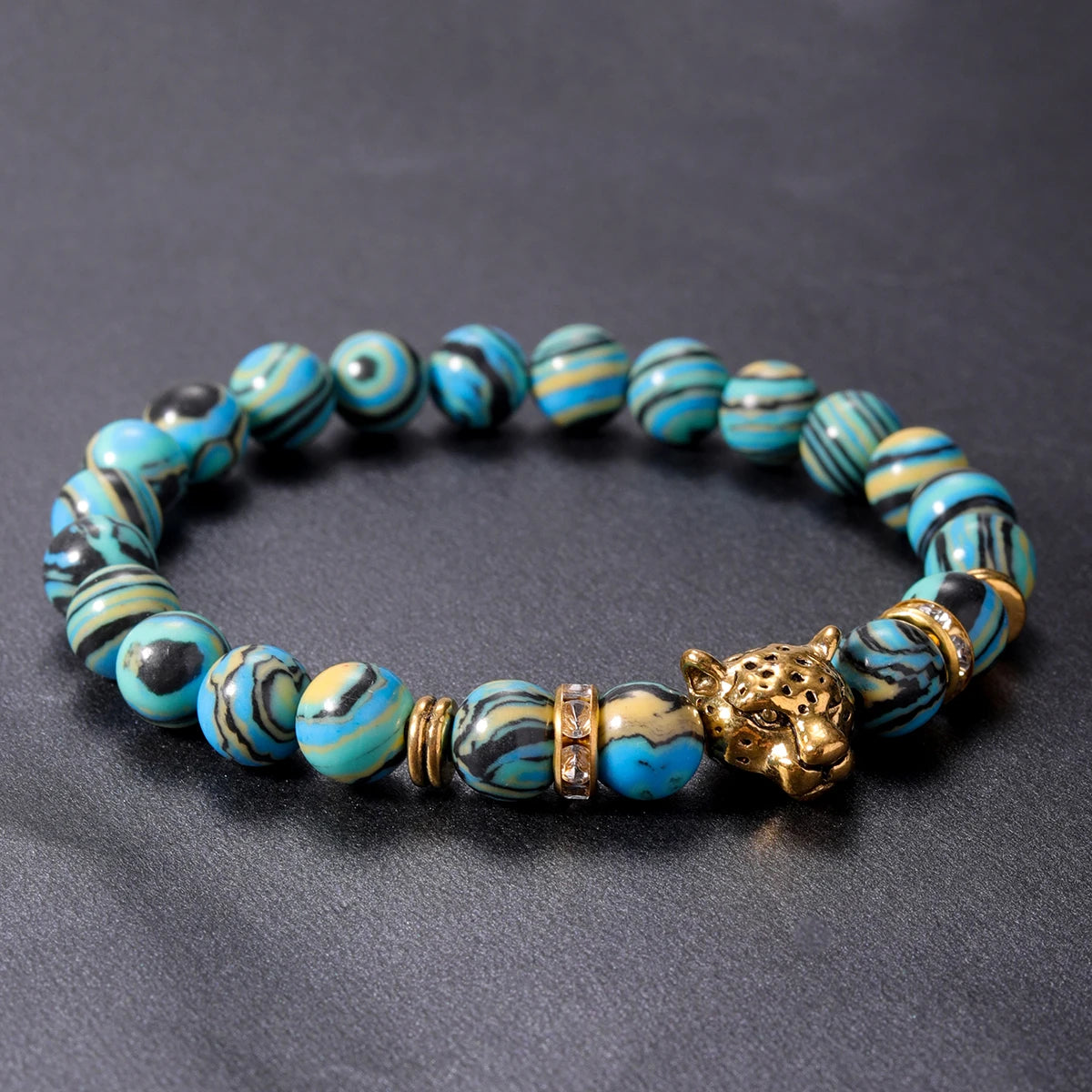 Elegant Handcrafted Malachite Tigers Eye Bracelet for Protection by Tinkers