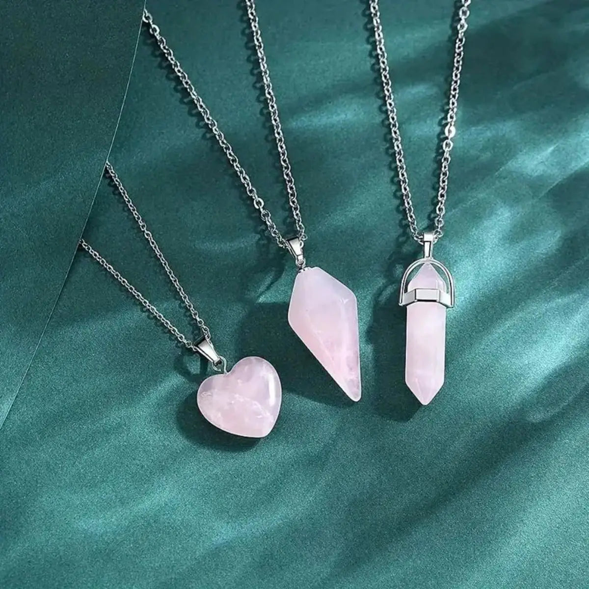 Handcrafted Rose Quartz Necklace Set for Healing Energy by Tinkers
