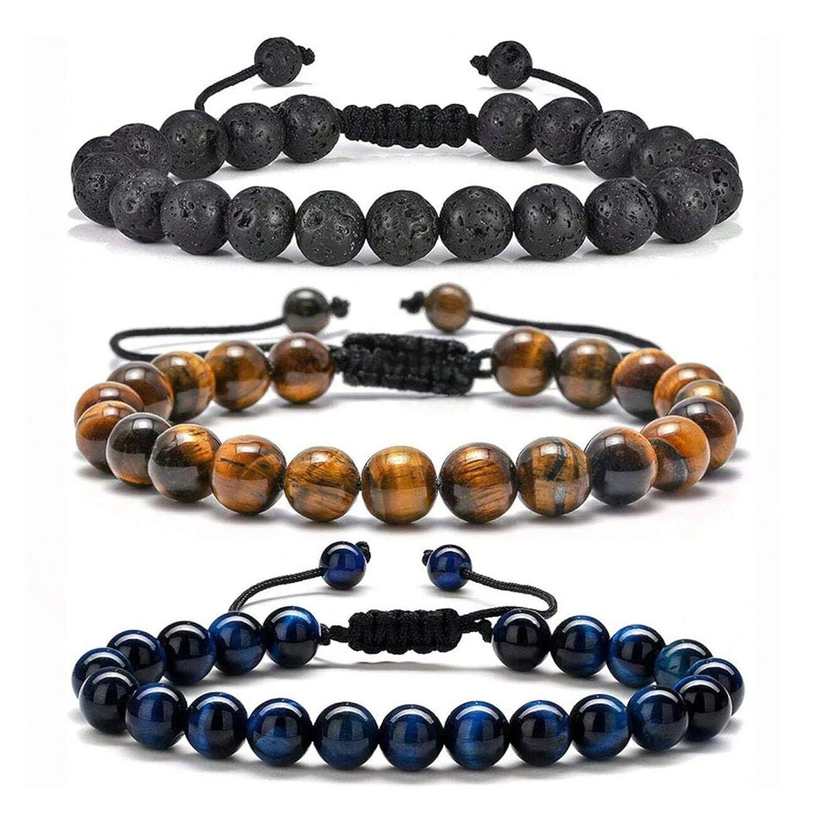 Natural Tiger Eye Lava Bracelet Mens Protection by Tinkers