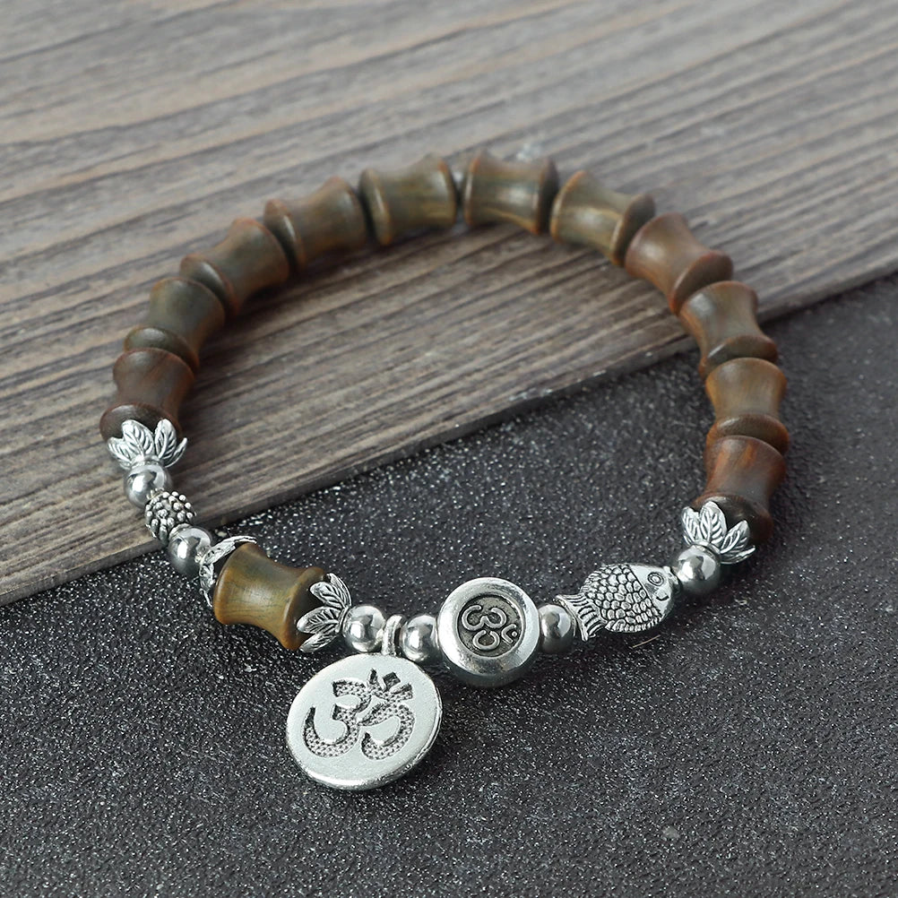 Bambusperlen-OM-Armband von Tinkers – Spirituelles Gleichgewicht