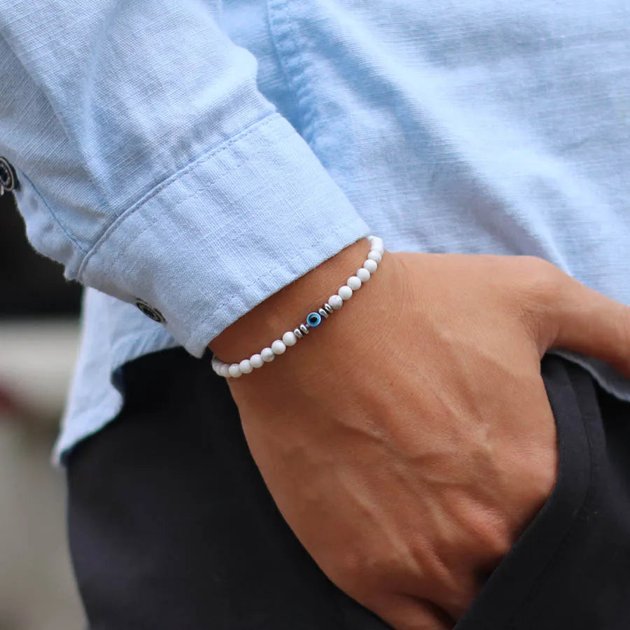 Tinkers Evil Eye Beaded Bracelet For Men With Tiger Eye Beads - Apparel & Accessories > Jewelry > Bracelets