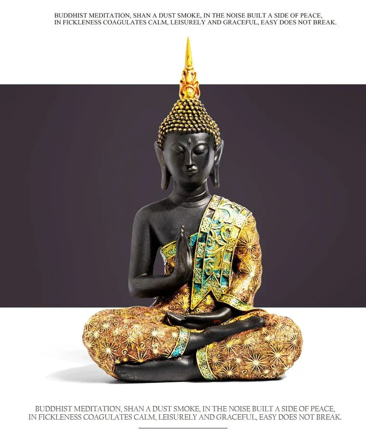 Tinkers Large Buddha Statue Green Resin Buddha Sculpture Home Decor - Home & Garden > Decor > Artwork > Sculptures & Statues