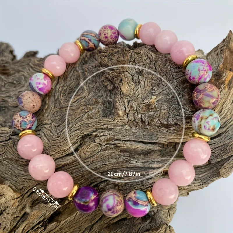 Tinkers Attract Love Bracelet Colorful Imperial Jasper Rose Quartz - Apparel & Accessories > Jewelry > Bracelets