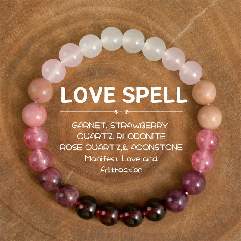 Tinkers Attract Love Bracelet Colorful Imperial Jasper Rose Quartz - Apparel & Accessories > Jewelry > Bracelets