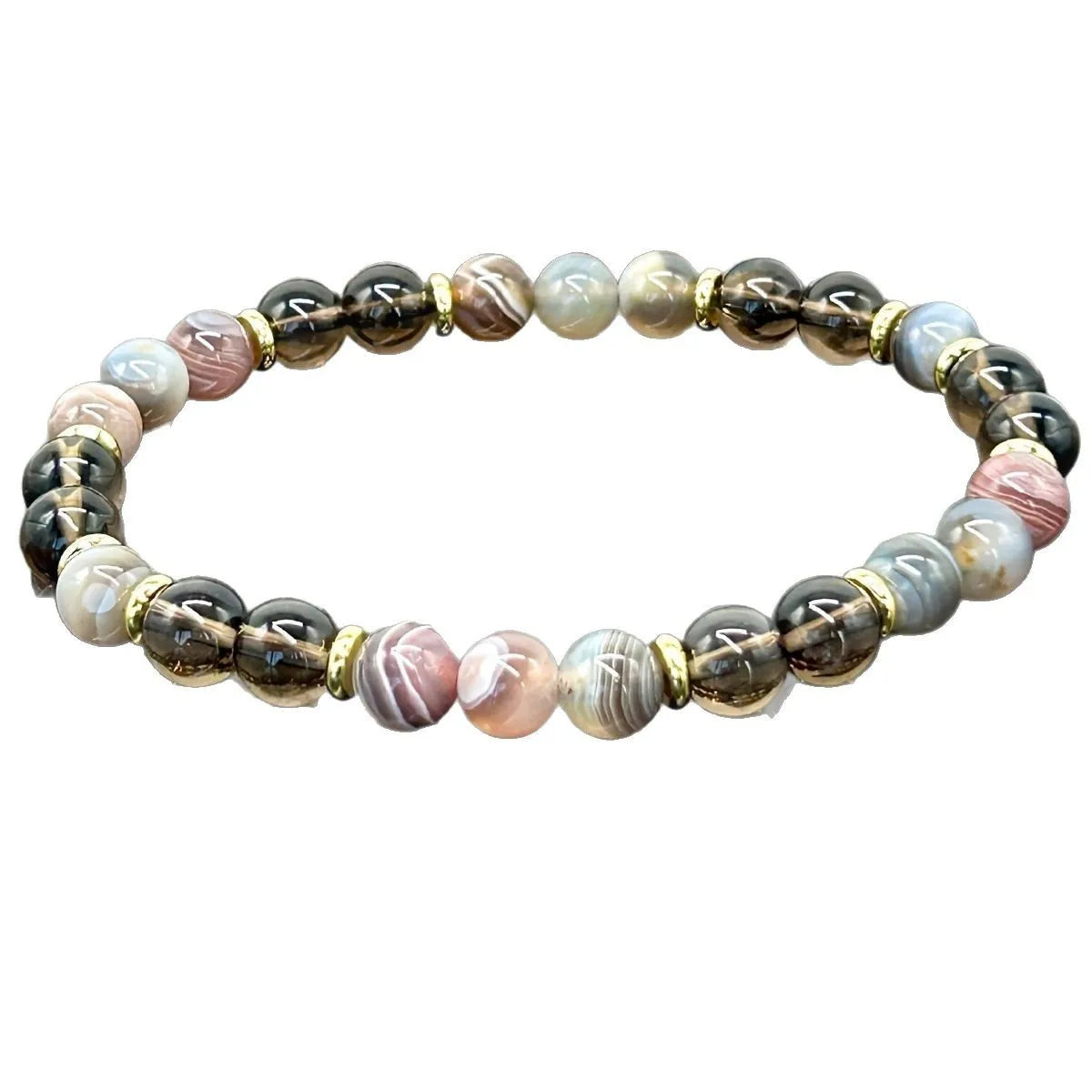 Agate Smoky Quartz Unisex Bracelet for Calm and Strength