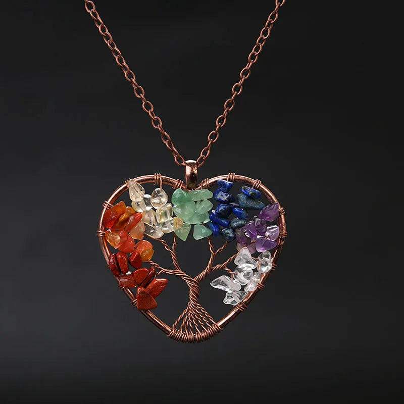 Tree of Life Crystal Necklace — Natural Healing Stone for Women