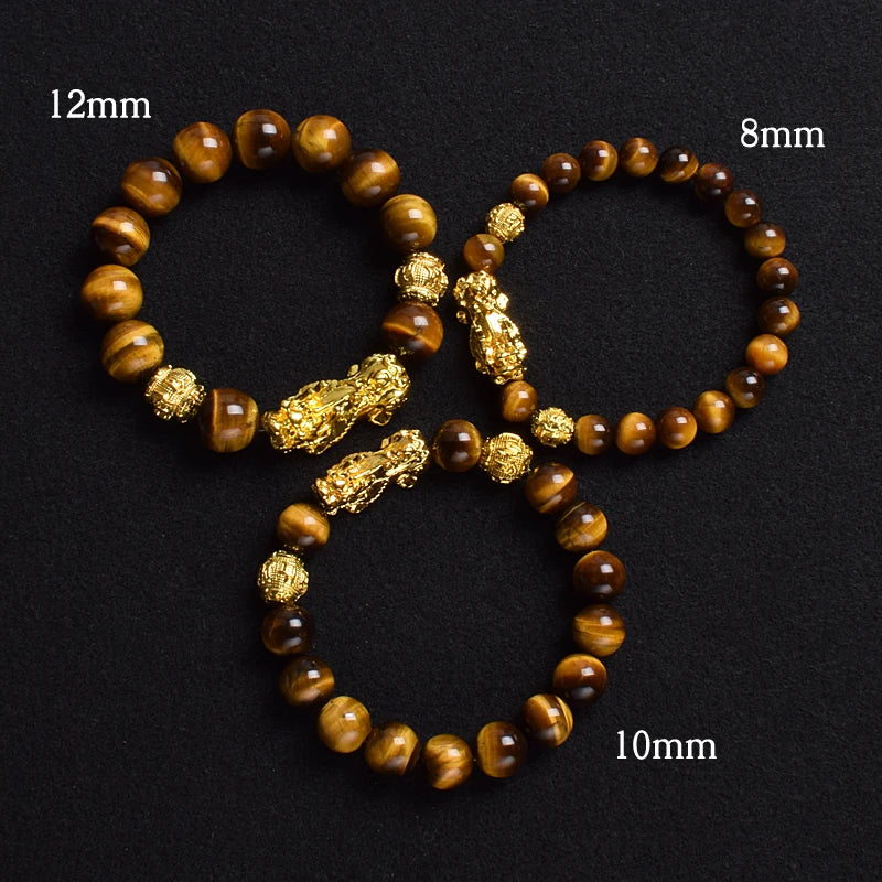 Pi Xiu Tiger Eye Beads Bracelet Feng Shui Pixiu Good Luck