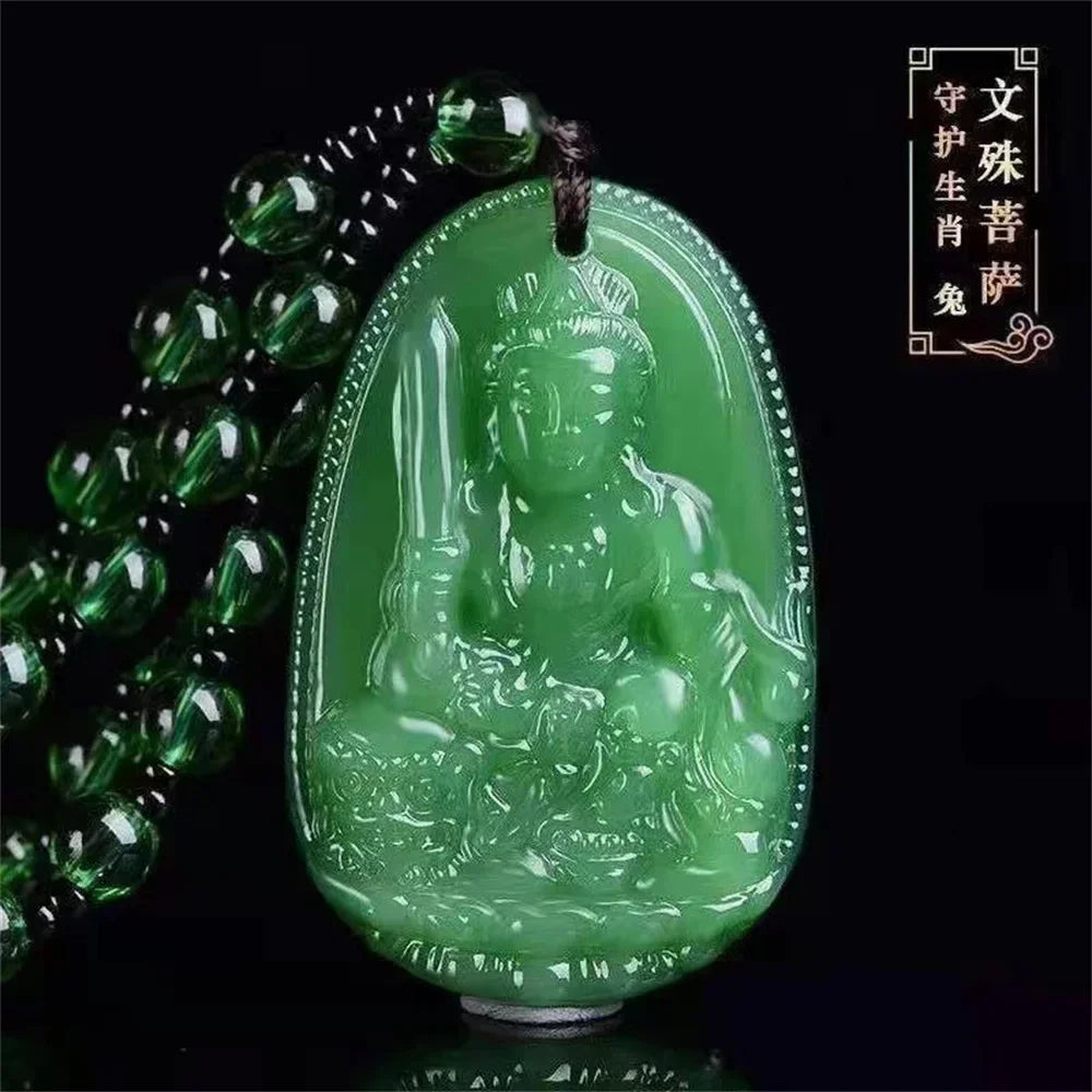 Jade Guanyin Anhänger Halskette Schutz Heilung Handarbeit