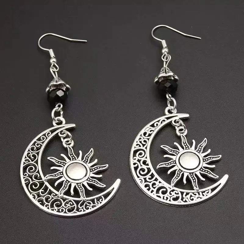 Tinkers Gothic Moon Sun Pentagram Dangle Earrings For Women And Men - Apparel & Accessories > Jewelry > Earrings