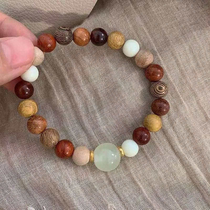 Classic 20mm Handmade Wood Carved Beaded Bracelet Pendant