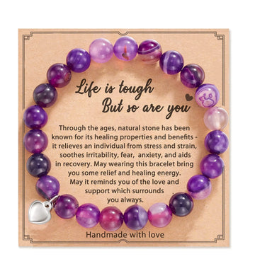 Tinkers Pink Zebra Bead Bracelet Crystal Stone Healing Mood Tracker - Apparel & Accessories > Jewelry > Bracelets