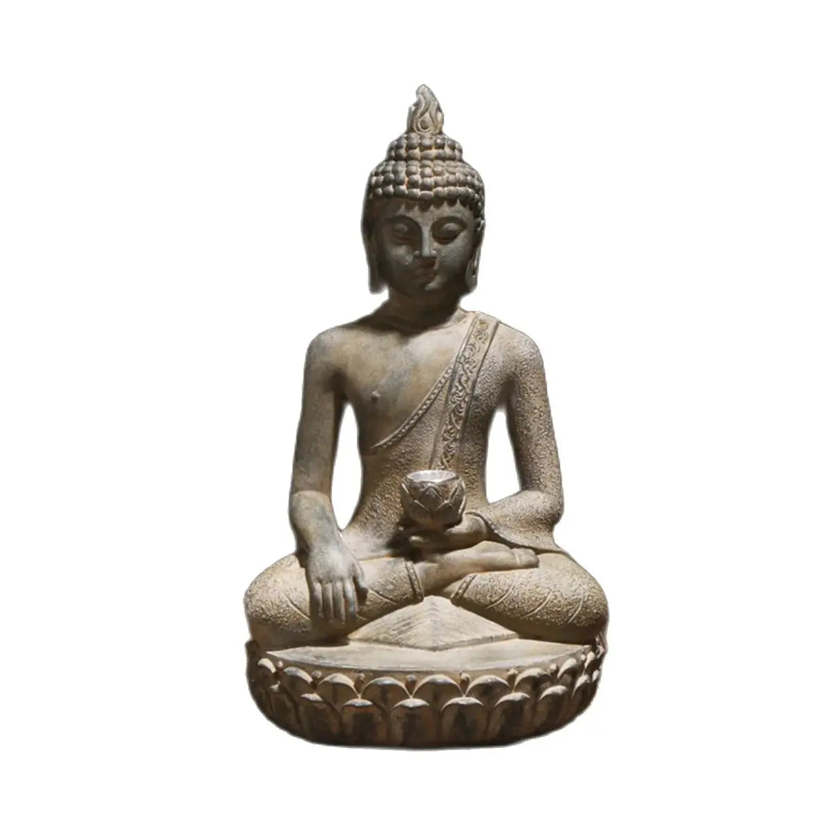 Zen Inspired Solar Buddha Statue With Light Resin Decor