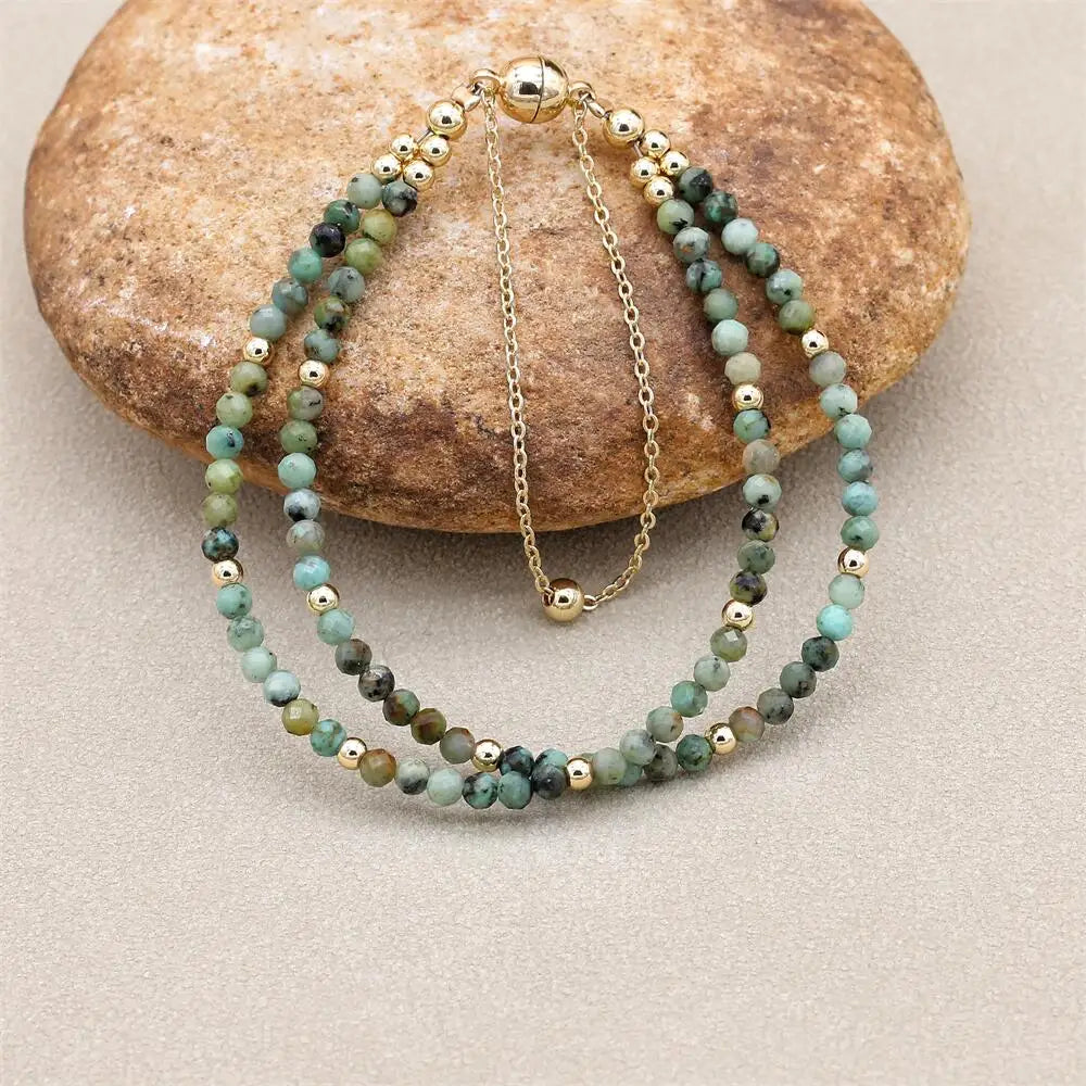 Tinkers Double Layer African Jasper Beads Bracelet Magnetic Strand - Apparel & Accessories > Jewelry > Bracelets