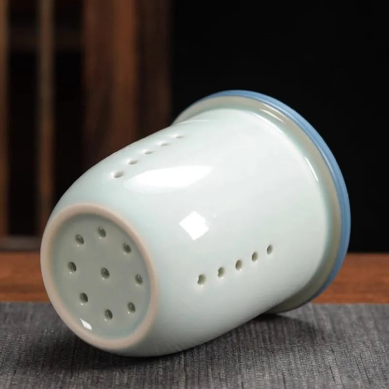 Black Ceramic Cup Wooden Handle Filter Tea Cup Ceramic Mug Creative Office Retro Water Cups and Mugs China Set Birthday Gift Box