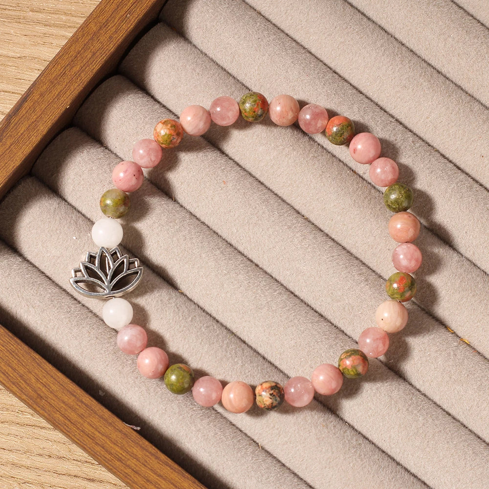 Braccialetto curativo Tinkers Pink Zebra Jasper 7 Chakra