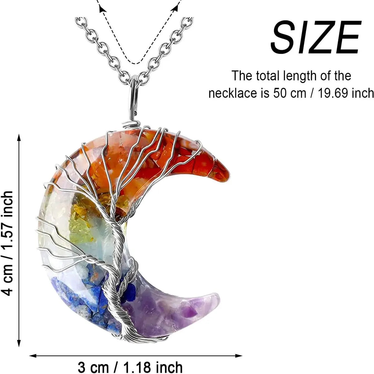 Handcrafted 7 Chakra Healing Natural Stone Necklace by Tinkers for Women