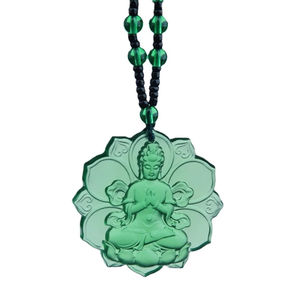 Ice Green Crystal Lotus Pendant By Tinkers - Aura Balance