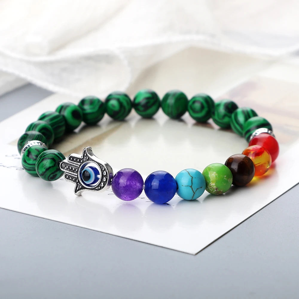 Handcrafted Natural 7 Chakra Tiger Eye Bracelet for Men by Tinkers