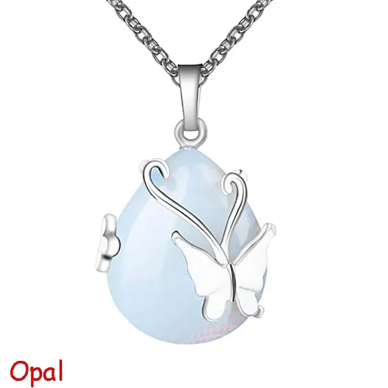 Elegant Handcrafted Natural Rose Quartz Amethyst Opalite Healing Pendant by Tinkers