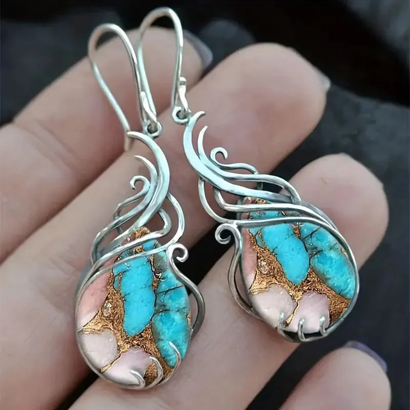 Tinkers Bohemian Turquoise Earrings For Women Vintage Jewelry Gift -