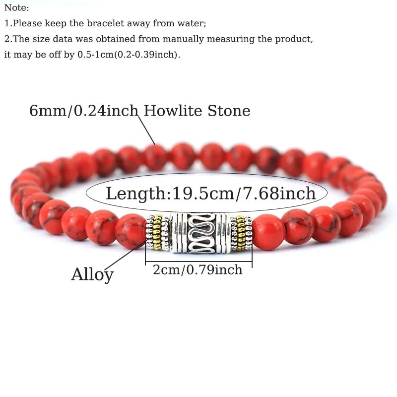 Men’s Stone Bead Mantra Bracelet — Howlite, Lava & Tiger Eye