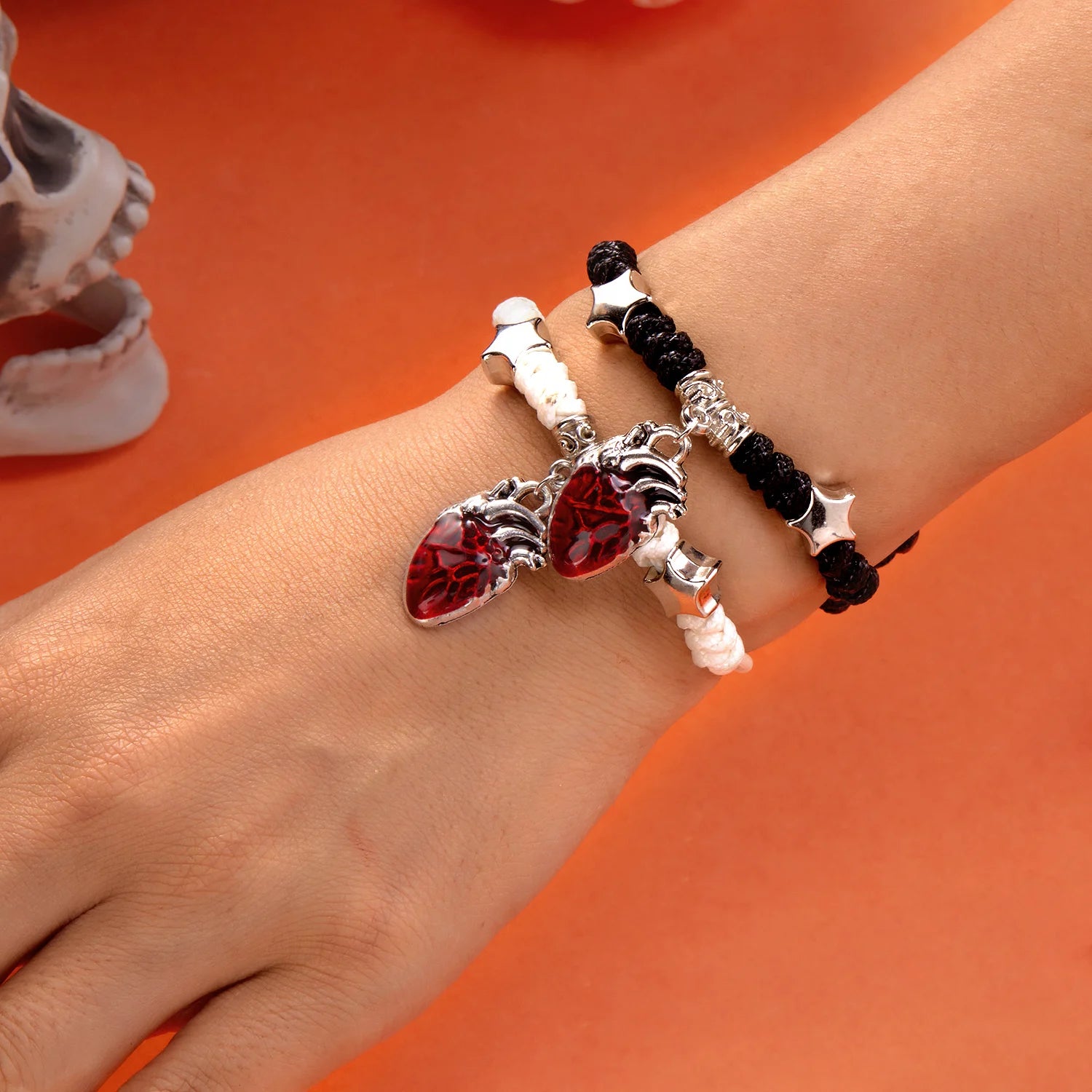 Red Heart Pendant Couple Bracelets Healing Love Gift