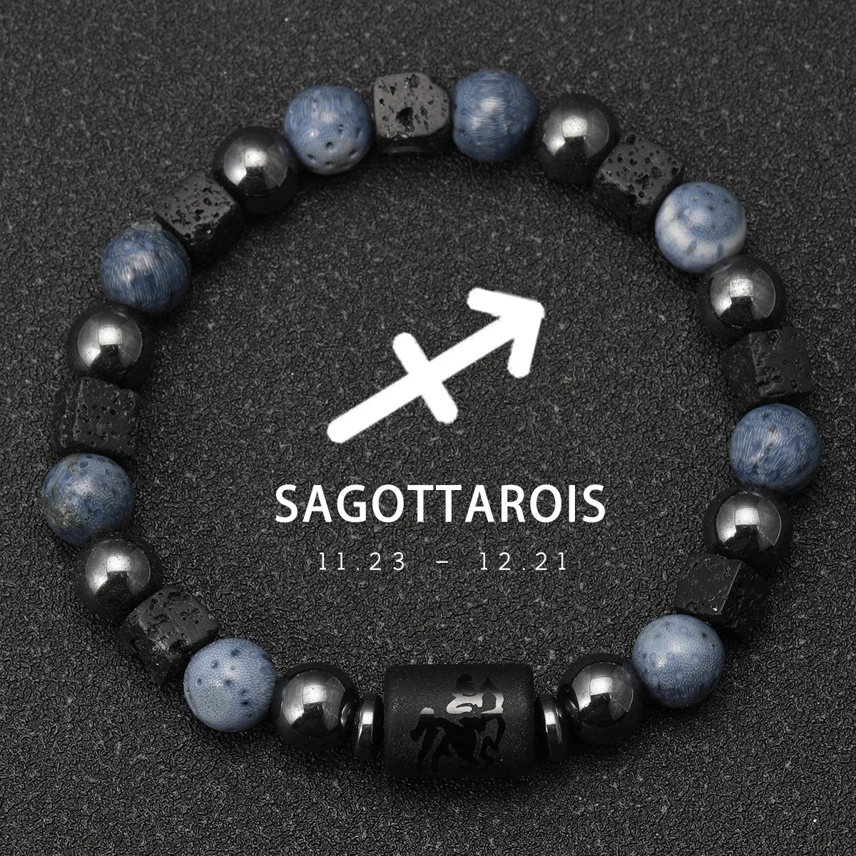 Zodiac Natural Stone Bracelet — All 12 Signs | Blue Coral & Copper