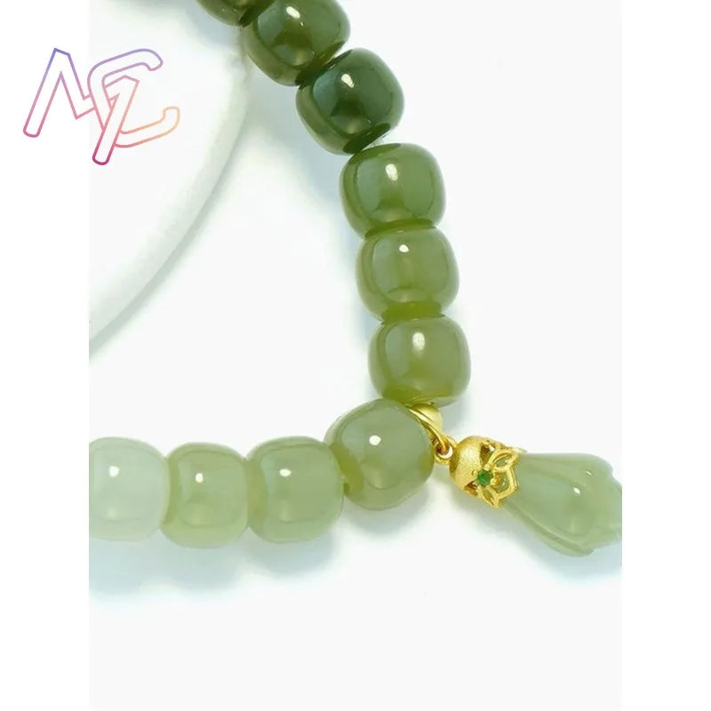 Tinkers Hetian Jade Flower Bracelet Agate Tourmaline 18K Gold Plated - Apparel & Accessories > Jewelry > Bracelets