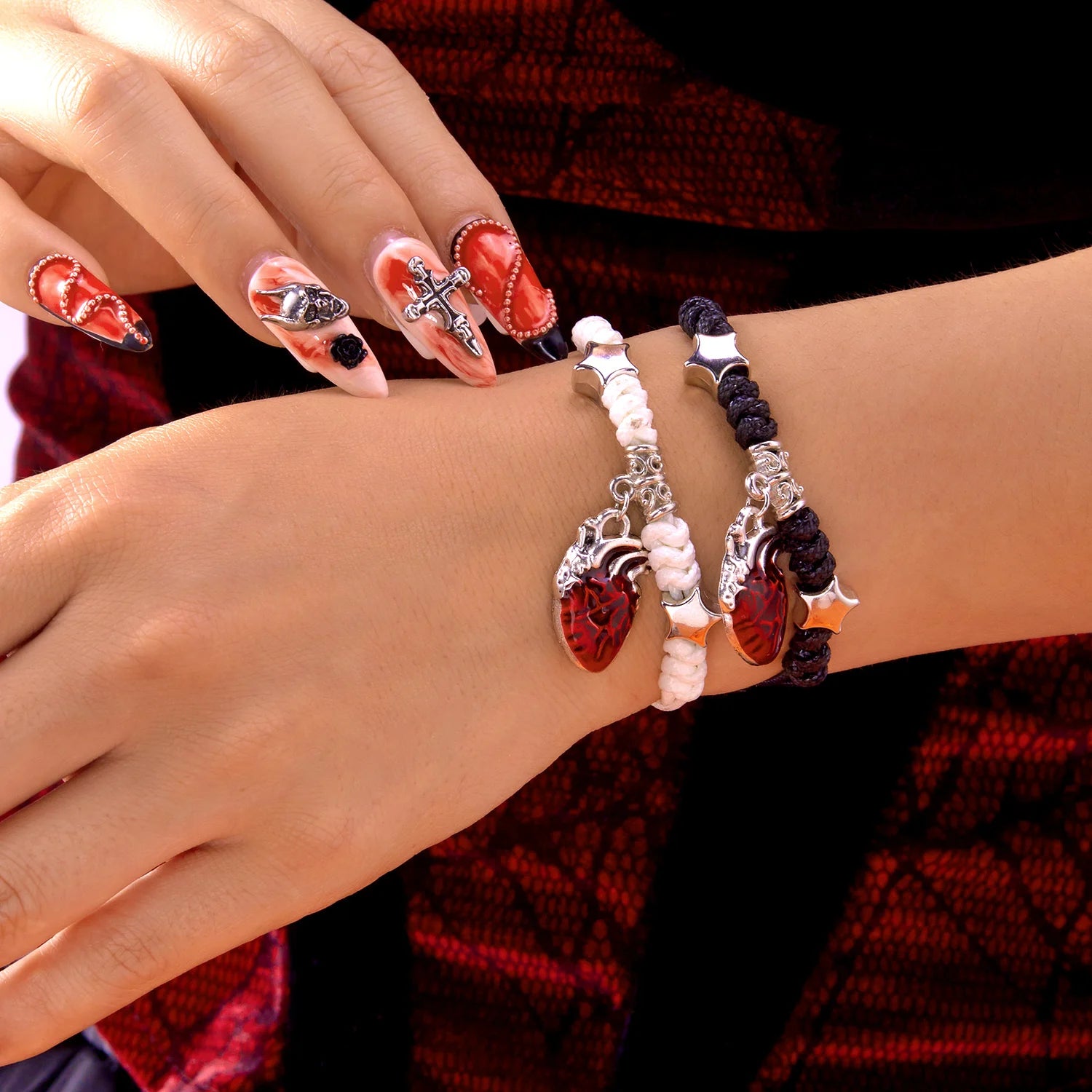 Red Heart Pendant Couple Bracelets Healing Love Gift