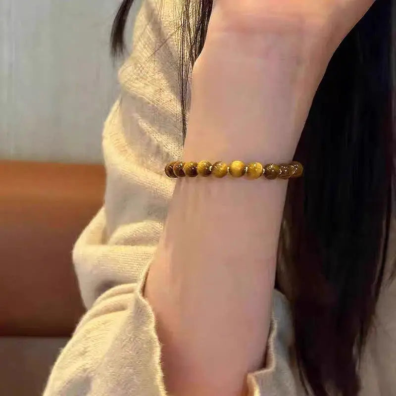 Tiger Eye Stone Cuff Bracelet — Gradient Zircon Charm Jewelry for Women