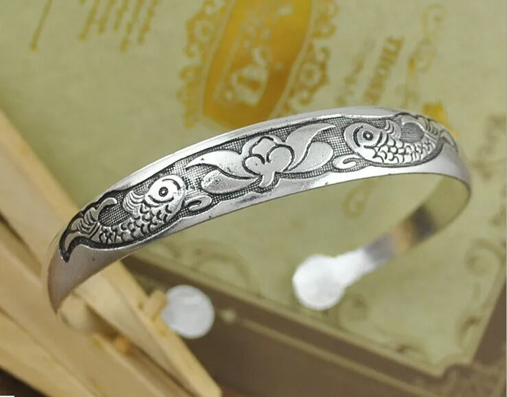 Türkises Schutzarmband Handarbeit Tibetsilber