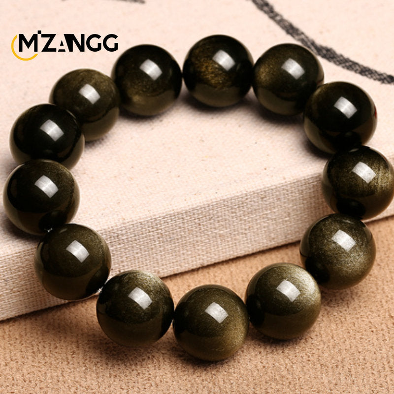 Tinkers Natural Silver Obsidian Bracelet Double Cat Eyes Amulet -