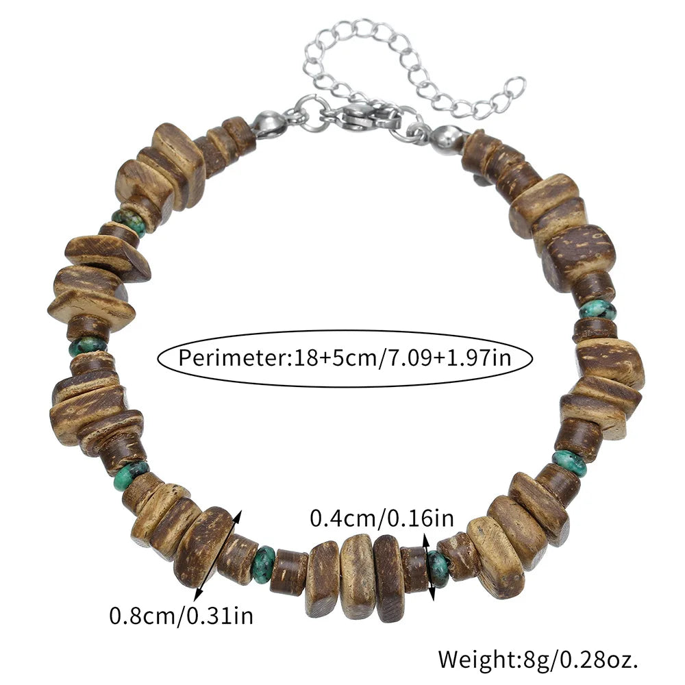 Tinkers Bohemian Elastic Men's Bracelet Wood Pearl Coconut Shell -