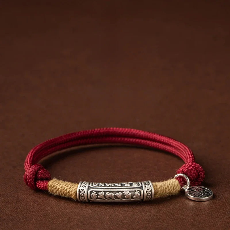 Hand Woven Adjustable Unisex Mantra Bracelet Tibetan Style