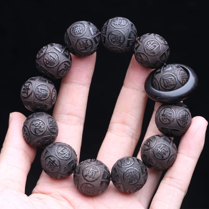 Tinkers Genuine Black Wood Tibetan Prayer Bracelet 12 Beads -