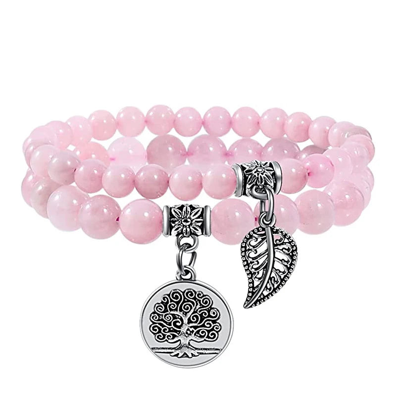 Tree of Life Natural Stone Bracelet Set — Couples & Healing Crystal