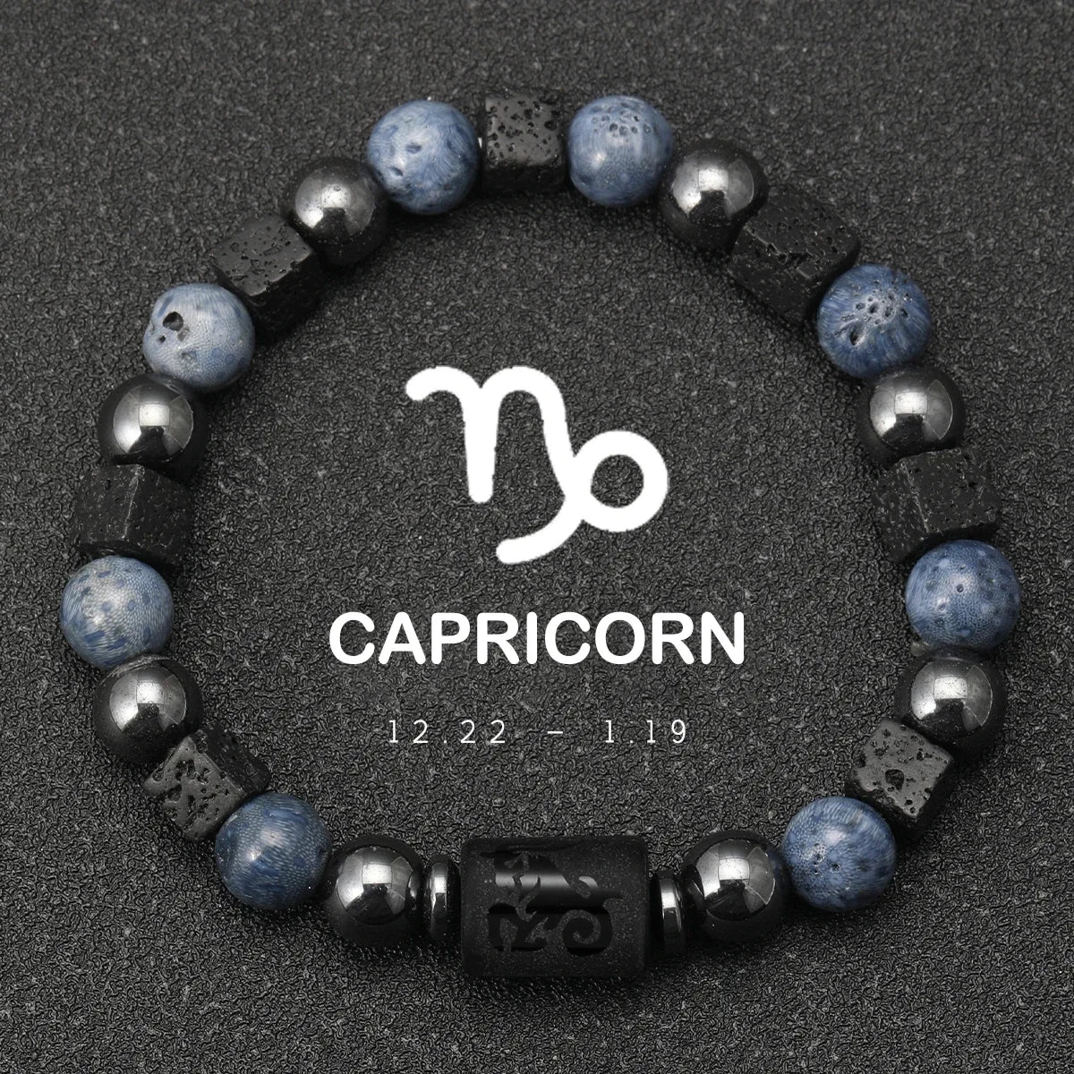 Zodiac Natural Stone Bracelet — All 12 Signs | Blue Coral & Copper
