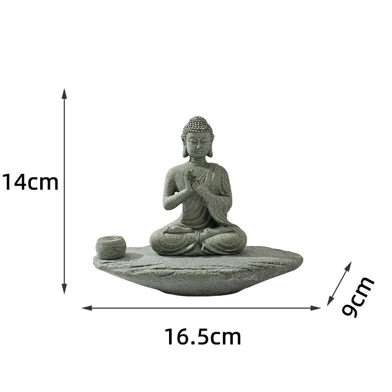 Tinkers Meditating Buddha Statue Zen Decor Incense Holder Home Desk -