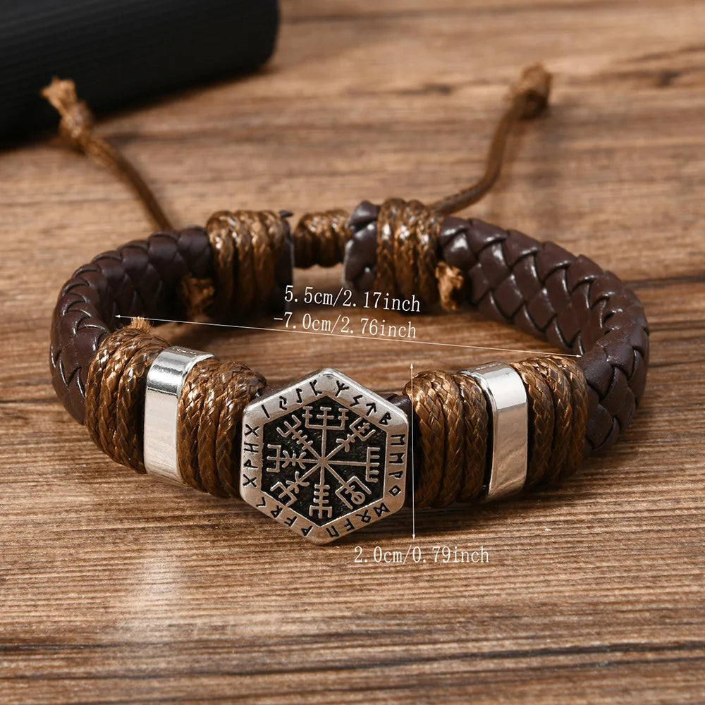 Handwoven Scripture Leather Bracelet — Vintage Ethnic Bangle for Men