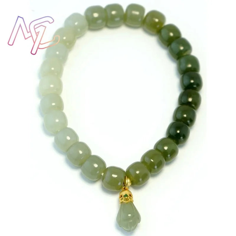 Tinkers Hetian Jade Flower Bracelet Agate Tourmaline 18K Gold Plated - Apparel & Accessories > Jewelry > Bracelets