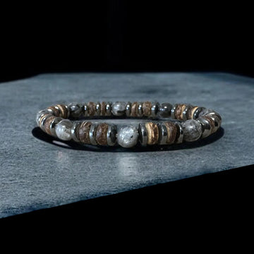 Labradorite 8mm Bead Bracelet for Men — Natural Stone, Boho Style