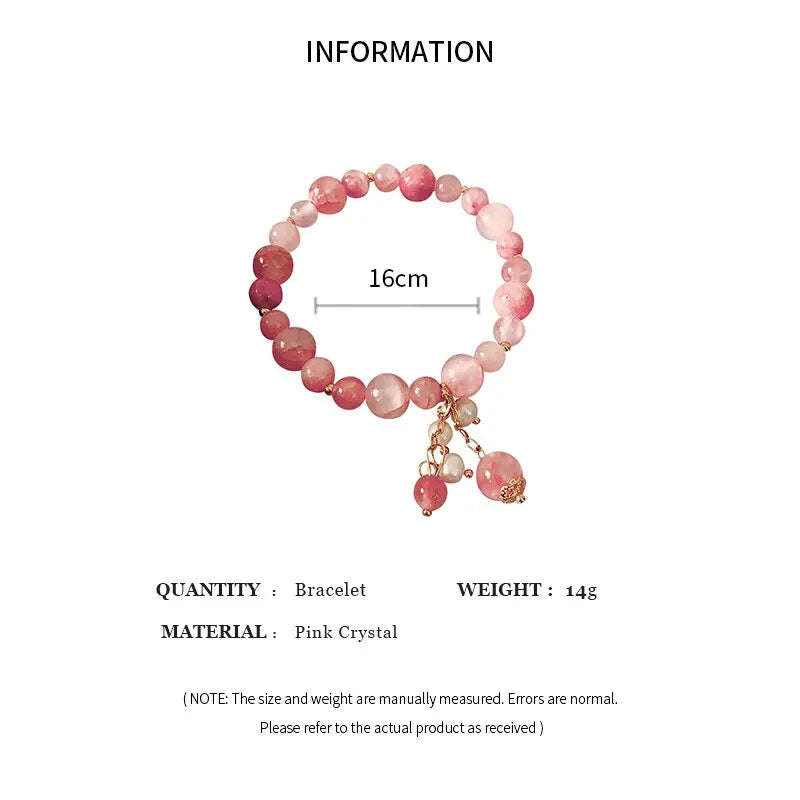Handcrafted Pink Crystal Bracelet for Women's Healing Energy by Tinkers