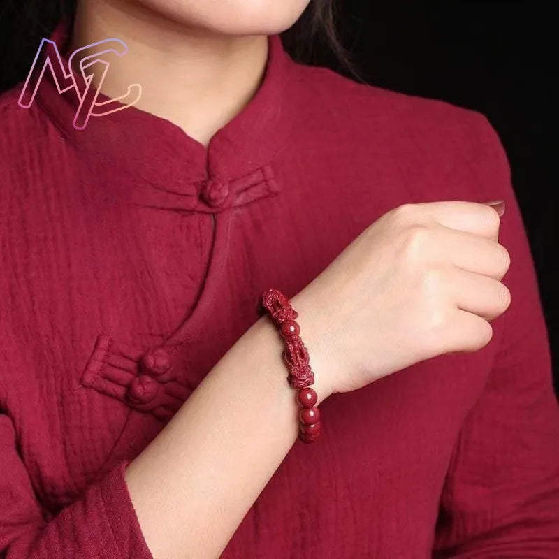 Tinkers Women's Red Cinnabar Pixiu Bead Bracelet Healing Jewelry - Uncategorized