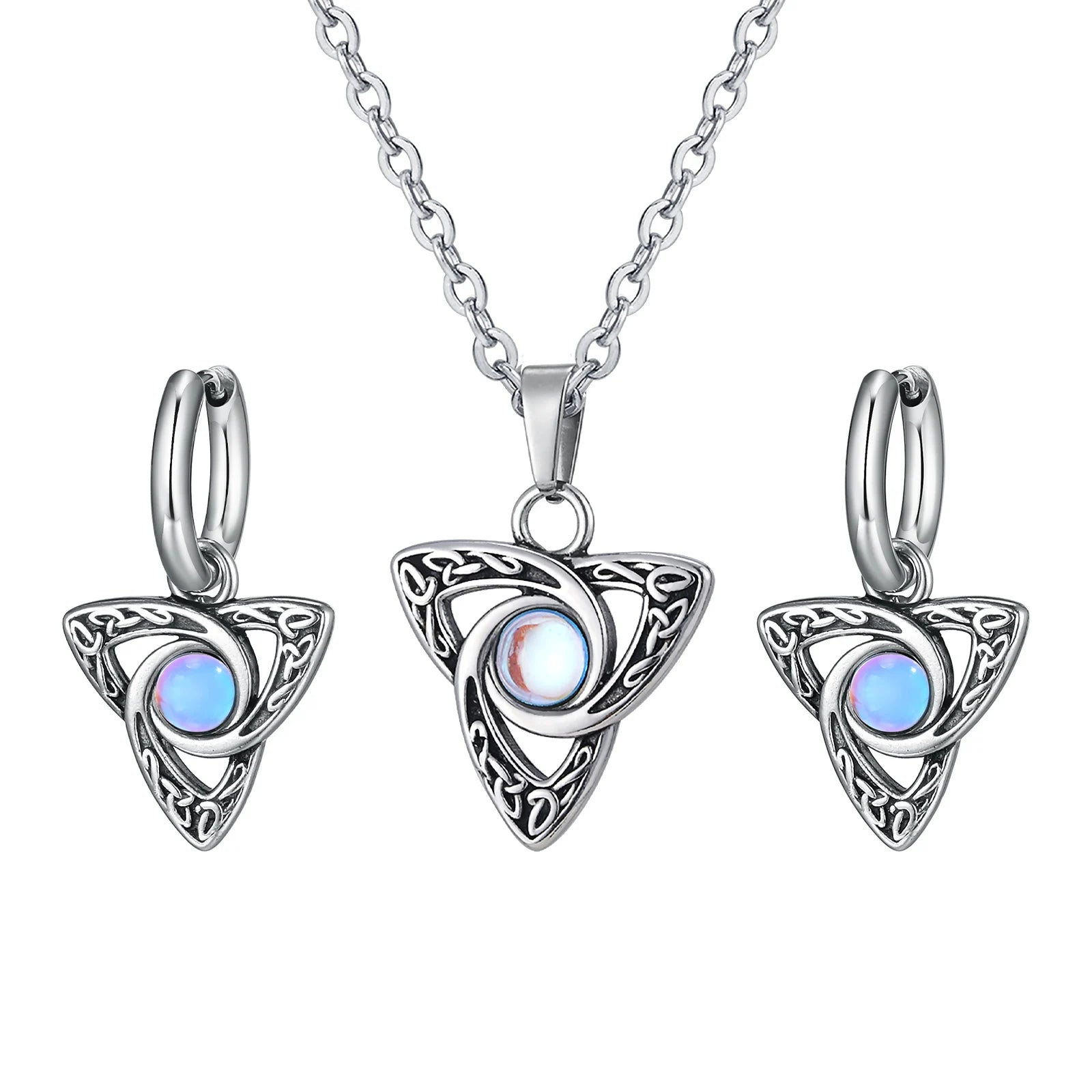 Vnox Vintage Celtic Knot Pendant Moonstone Necklace