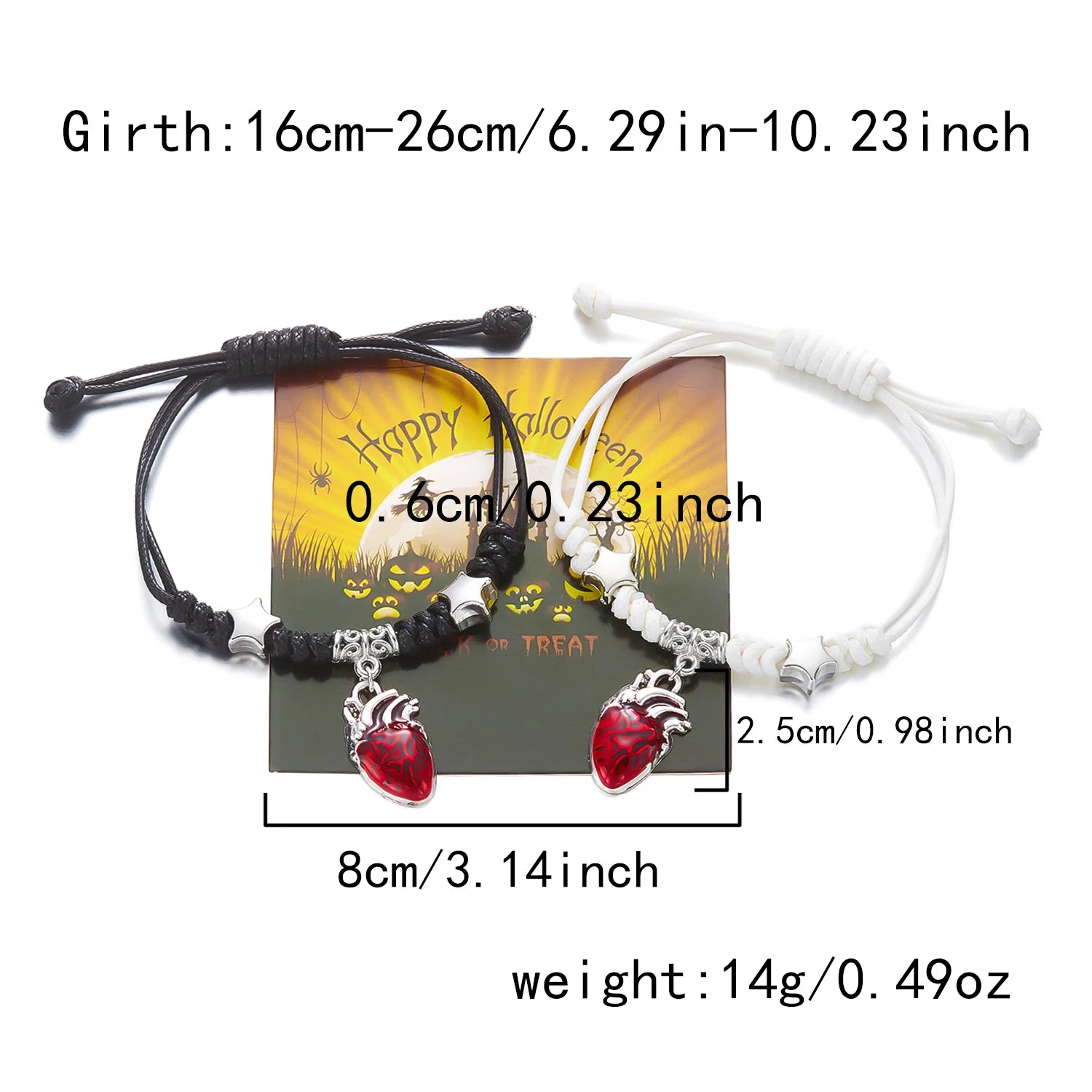 Red Heart Pendant Couple Bracelets Healing Love Gift