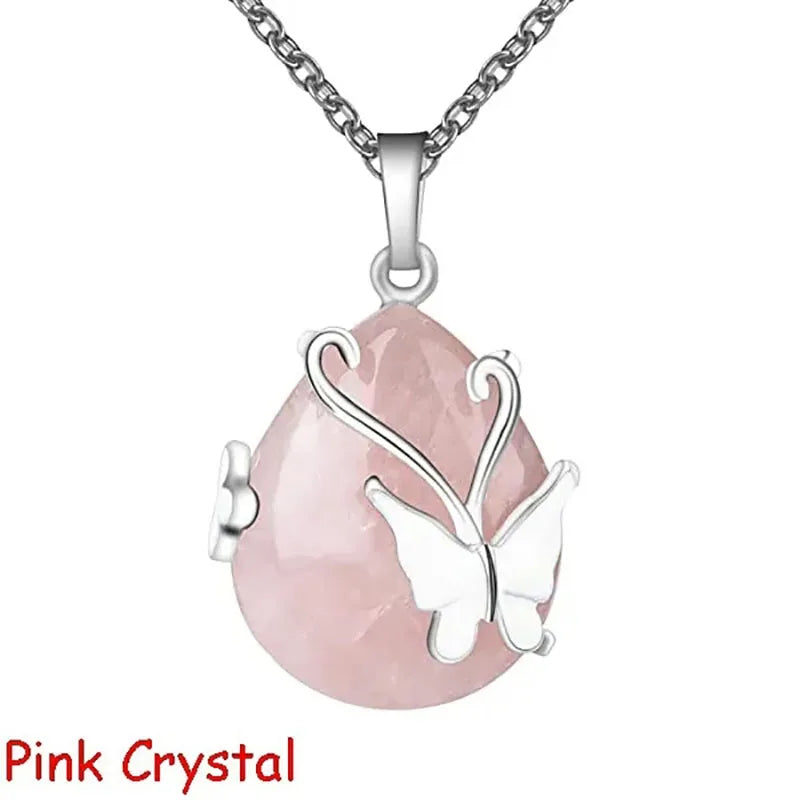 Elegant Handcrafted Natural Rose Quartz Amethyst Opalite Healing Pendant by Tinkers