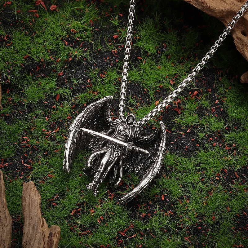 Black Onyx Archangel Protection Pendant For Men By Tinkers