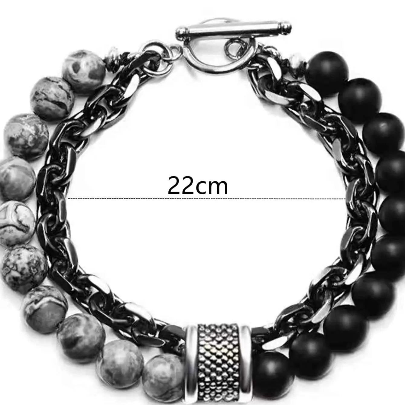 Elegant Handcrafted Black Stone Bracelet for Men's Protection by Tinkers