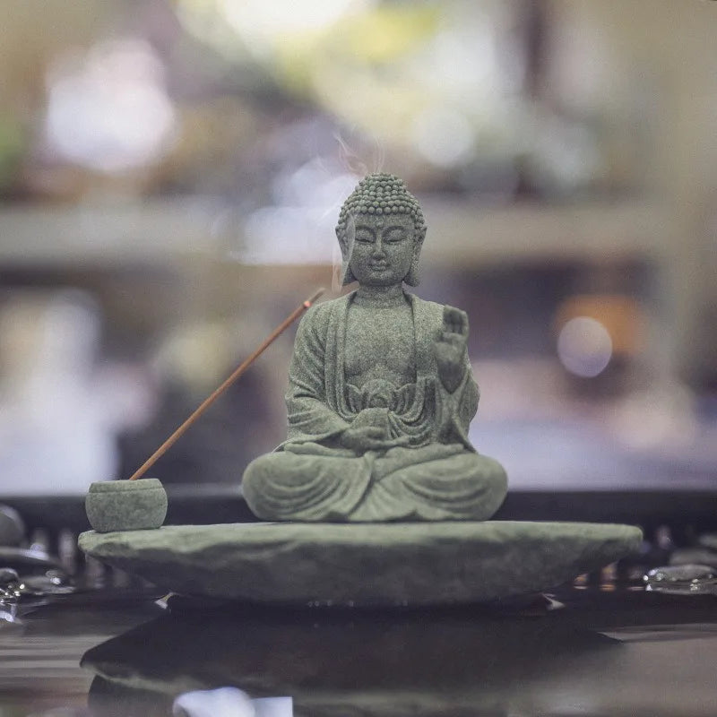 Tinkers Meditating Buddha Statue Zen Decor Incense Holder Home Desk -